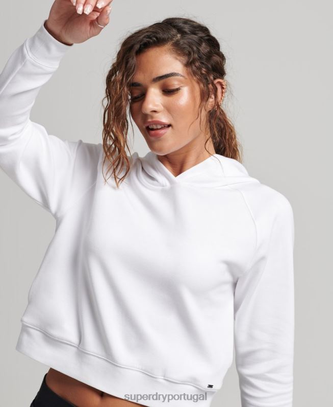 moletom com capuz modal mulheres branco roupas Superdry 2208H5853