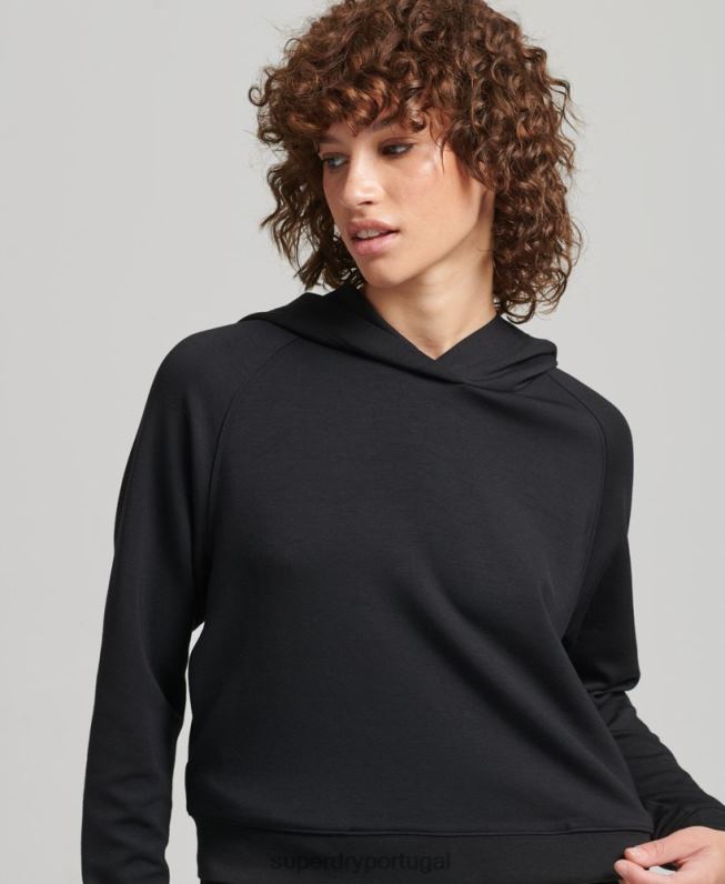moletom com capuz modal mulheres preto roupas Superdry 2208H5823