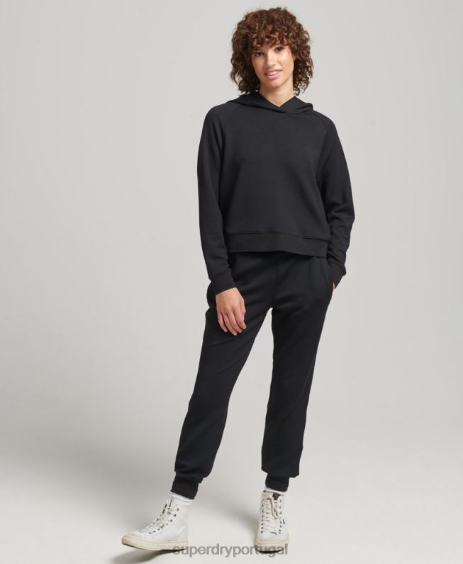 moletom com capuz modal mulheres preto roupas Superdry 2208H5823