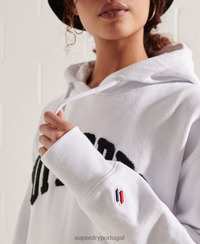 moletom com capuz mono arco do time do colégio mulheres branco roupas Superdry 2208H5979