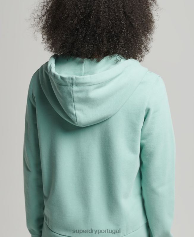 moletom com capuz narrativo com logo vintage mulheres azul claro roupas Superdry 2208H6127
