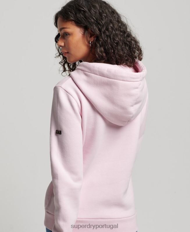 moletom com capuz narrativo com logo vintage mulheres rosa roupas Superdry 2208H2219