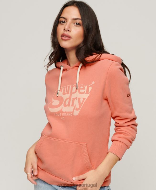 moletom com capuz sombra vintage mulheres coral roupas Superdry 2208H2243