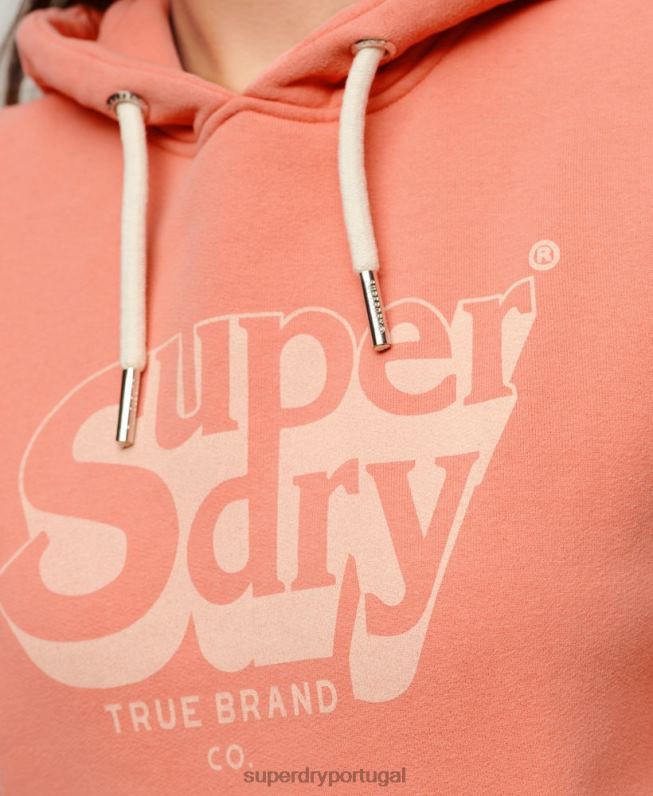 moletom com capuz sombra vintage mulheres coral roupas Superdry 2208H2243
