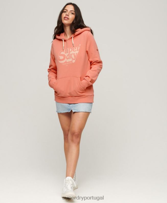 moletom com capuz sombra vintage mulheres coral roupas Superdry 2208H2243