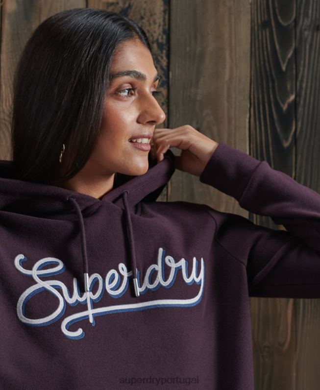 moletom com capuz super macio mulheres roxo roupas Superdry 2208H6180