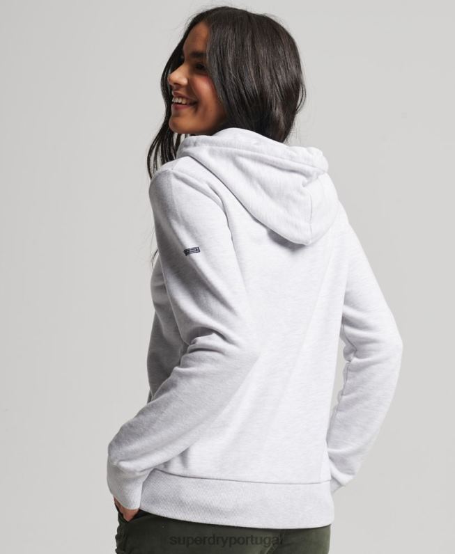 moletom com capuz vintage Heritage não escovado mulheres cinza claro roupas Superdry 2208H3409