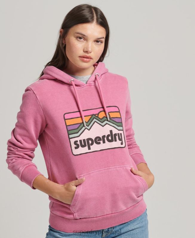 moletom com estampa de terreno dos anos 90 mulheres rosa roupas Superdry 2208H5749