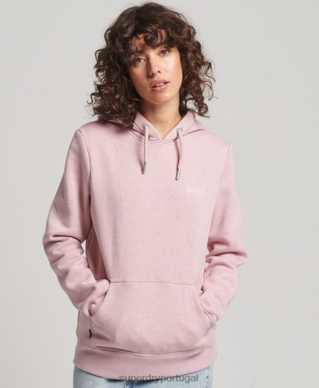 moletom com logo bordado vintage de algodão orgânico mulheres rosa roupas Superdry 2208H5876