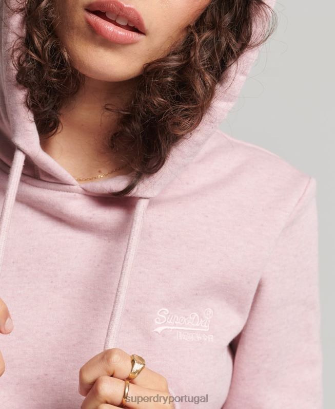 moletom com logo bordado vintage de algodão orgânico mulheres rosa roupas Superdry 2208H5876