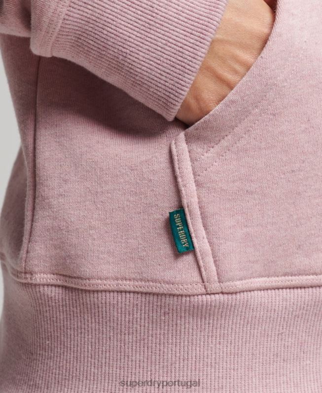 moletom com logo bordado vintage de algodão orgânico mulheres rosa roupas Superdry 2208H5876