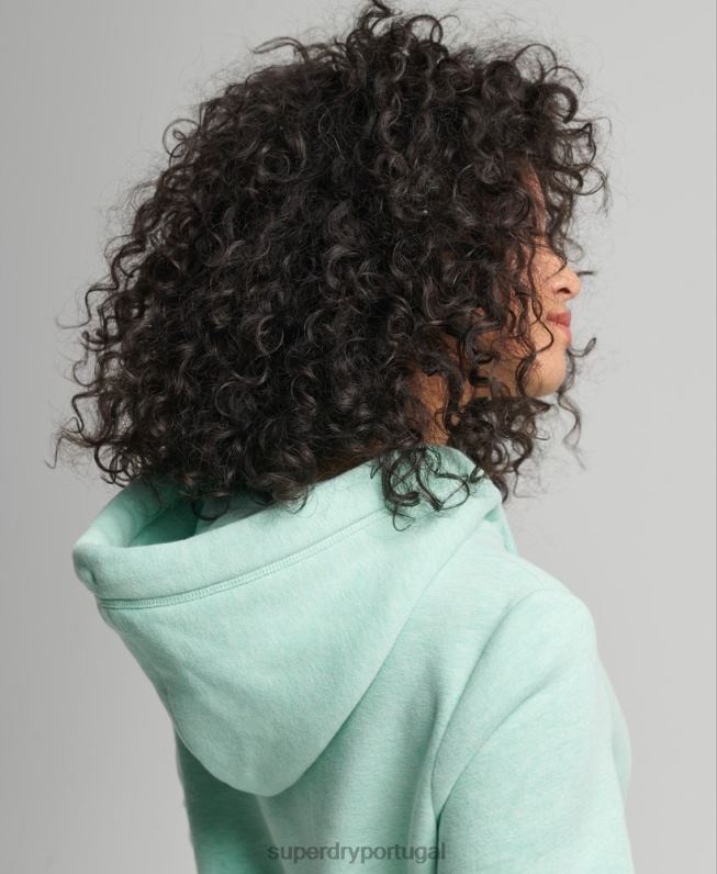moletom com logo bordado vintage de algodão orgânico mulheres verde roupas Superdry 2208H3422