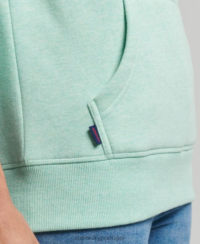 moletom com logo bordado vintage de algodão orgânico mulheres verde roupas Superdry 2208H3422
