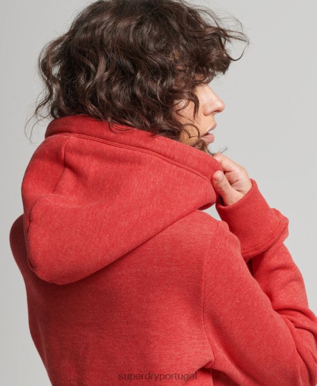 moletom com logo bordado vintage de algodão orgânico mulheres vermelho roupas Superdry 2208H6679