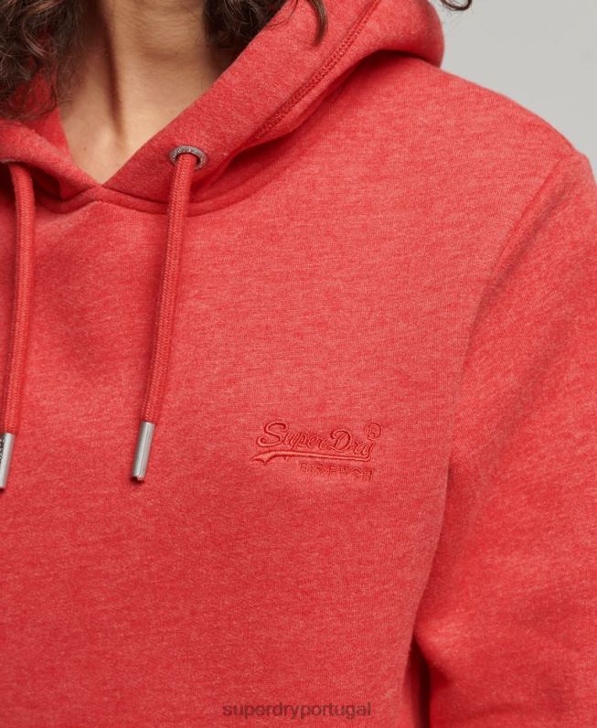 moletom com logo bordado vintage de algodão orgânico mulheres vermelho roupas Superdry 2208H6679