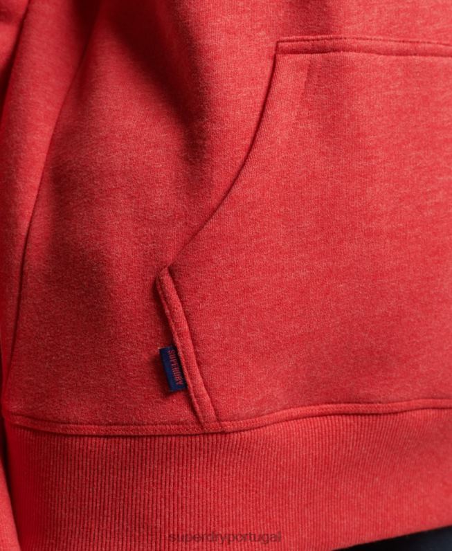 moletom com logo bordado vintage de algodão orgânico mulheres vermelho roupas Superdry 2208H6679