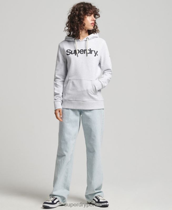 moletom com logo core não escovado mulheres cinza claro roupas Superdry 2208H3481