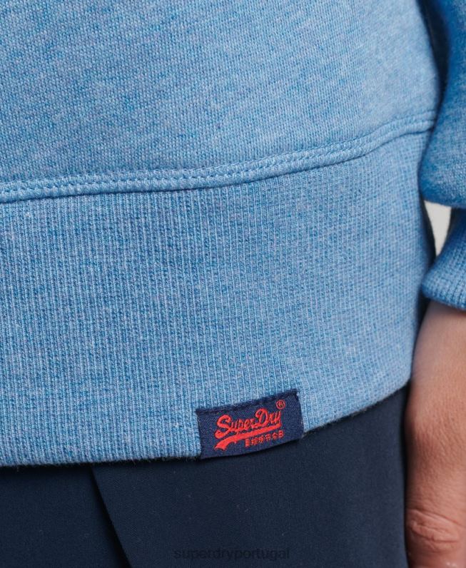 moletom com logo essencial de algodão orgânico mulheres azul roupas Superdry 2208H5828