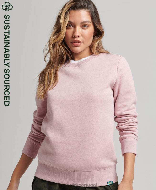 moletom com logo essencial de algodão orgânico mulheres rosa roupas Superdry 2208H5916