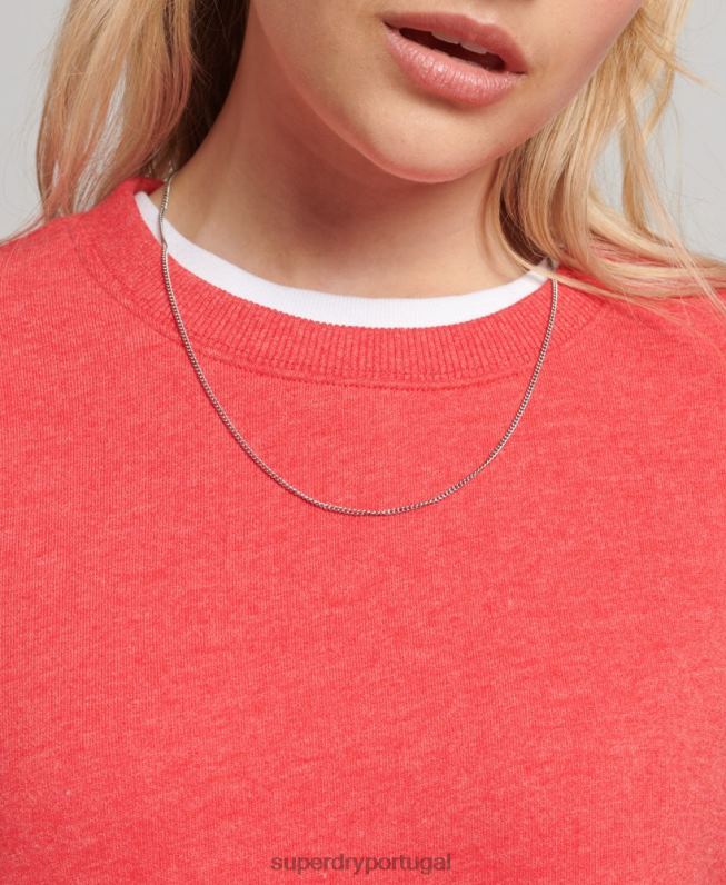 moletom com logo essencial de algodão orgânico mulheres vermelho roupas Superdry 2208H5987