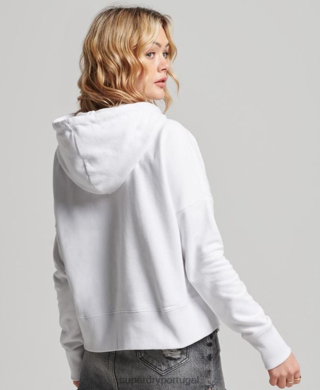 moletom com logo folhado independente mulheres branco roupas Superdry 2208H5894