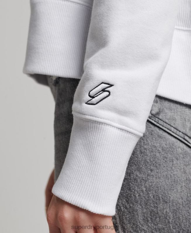 moletom com logo folhado independente mulheres branco roupas Superdry 2208H5894