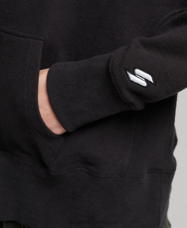 moletom com logo folhado independente mulheres preto roupas Superdry 2208H5780