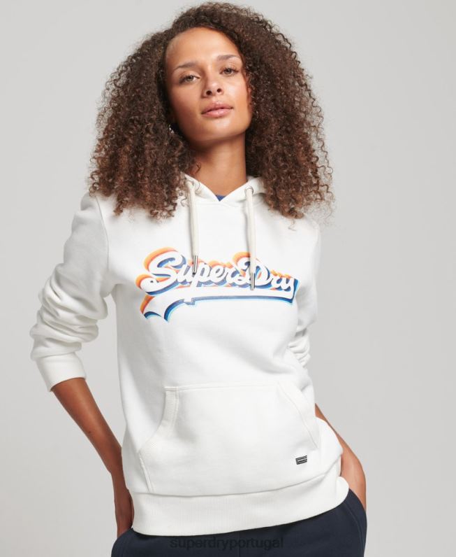 moletom com logo gráfico do arco-íris mulheres branco roupas Superdry 2208H6030
