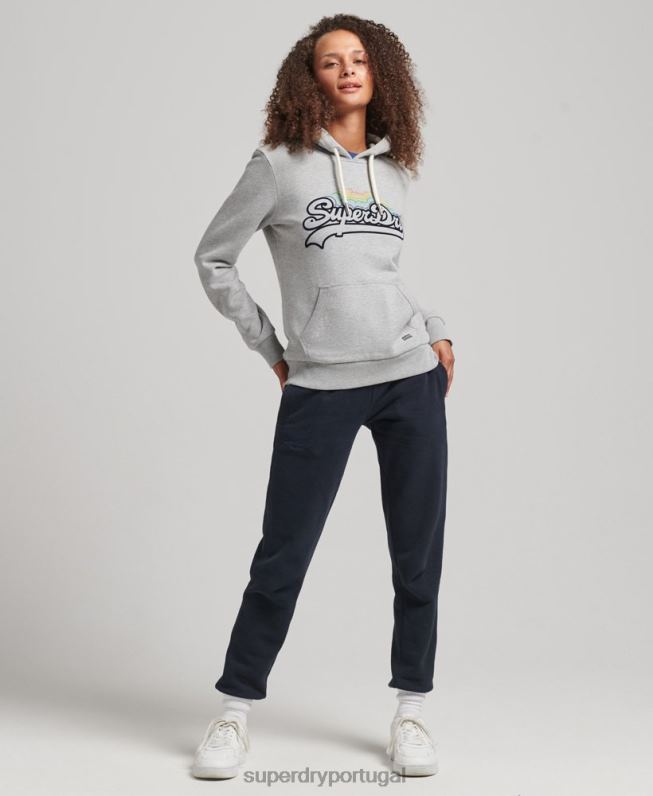 moletom com logo gráfico do arco-íris mulheres cinza roupas Superdry 2208H5892