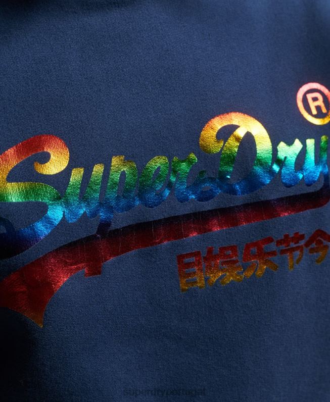 moletom com logo gráfico do arco-íris mulheres marinha roupas Superdry 2208H6029