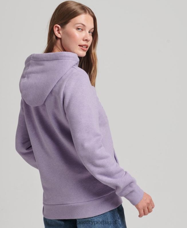 moletom com logo gráfico em relevo mulheres roxo roupas Superdry 2208H5777