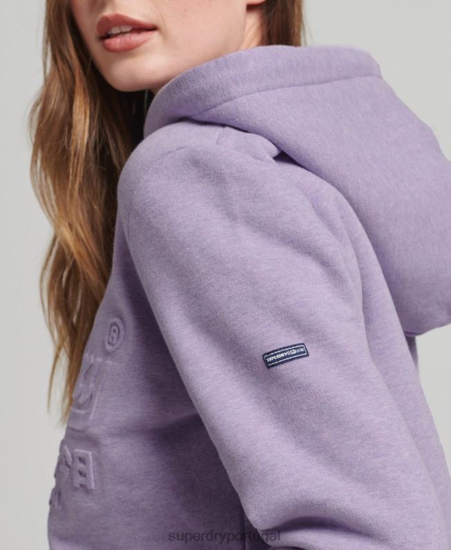 moletom com logo gráfico em relevo mulheres roxo roupas Superdry 2208H5777
