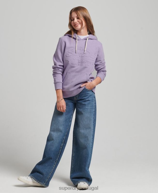 moletom com logo gráfico em relevo mulheres roxo roupas Superdry 2208H5777
