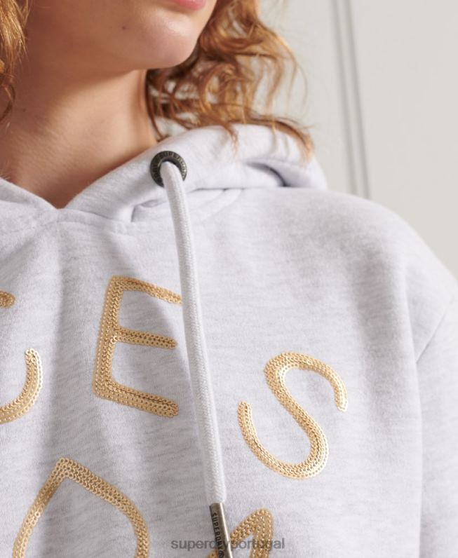 moletom com logo militar mulheres cinza claro roupas Superdry 2208H3495