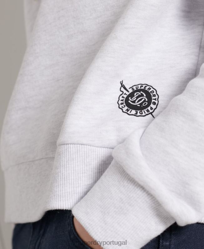 moletom com logo militar mulheres cinza claro roupas Superdry 2208H3495