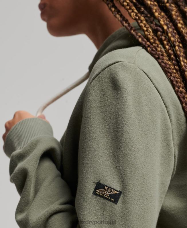 moletom com logo vintage enfeitado mulheres verde roupas Superdry 2208H3276