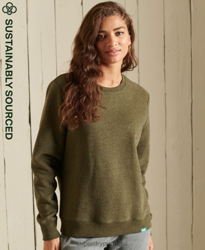 moletom com logo vintage mulheres caqui roupas Superdry 2208H3478