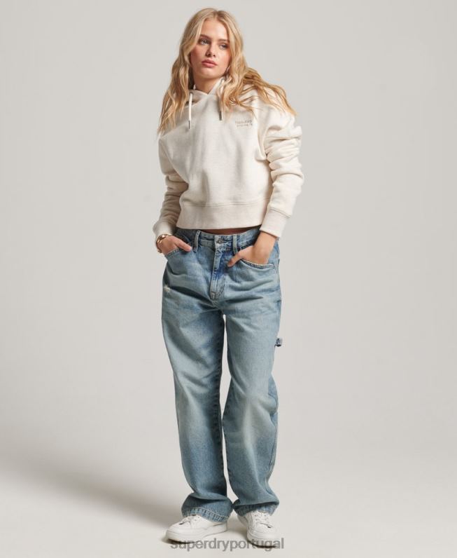 moletom com logo vintage mulheres creme roupas Superdry 2208H1977