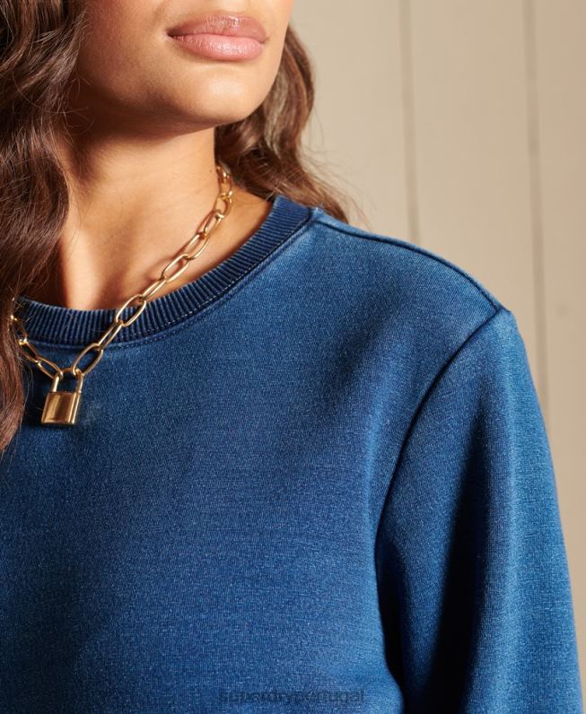 moletom com logo vintage mulheres turquesa roupas Superdry 2208H6042