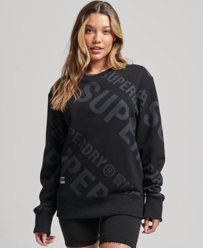 moletom com logotipo core em toda a estampa mulheres preto roupas Superdry 2208H5896