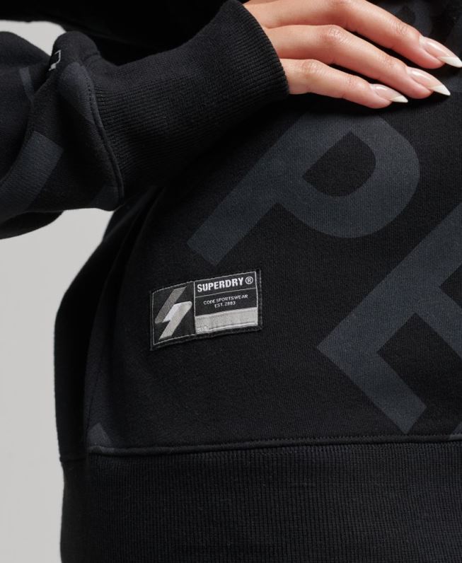 moletom com logotipo core em toda a estampa mulheres preto roupas Superdry 2208H5896