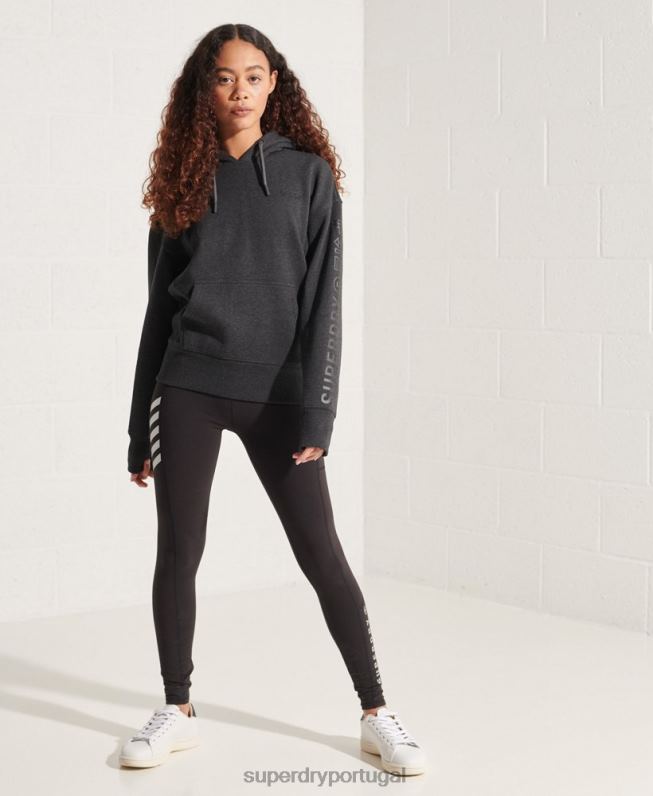 moletom com logotipo corporativo mulheres cinza escuro roupas Superdry 2208H6125
