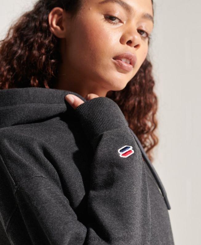 moletom com logotipo corporativo mulheres cinza escuro roupas Superdry 2208H6125