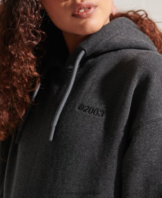 moletom com logotipo corporativo mulheres cinza escuro roupas Superdry 2208H6125