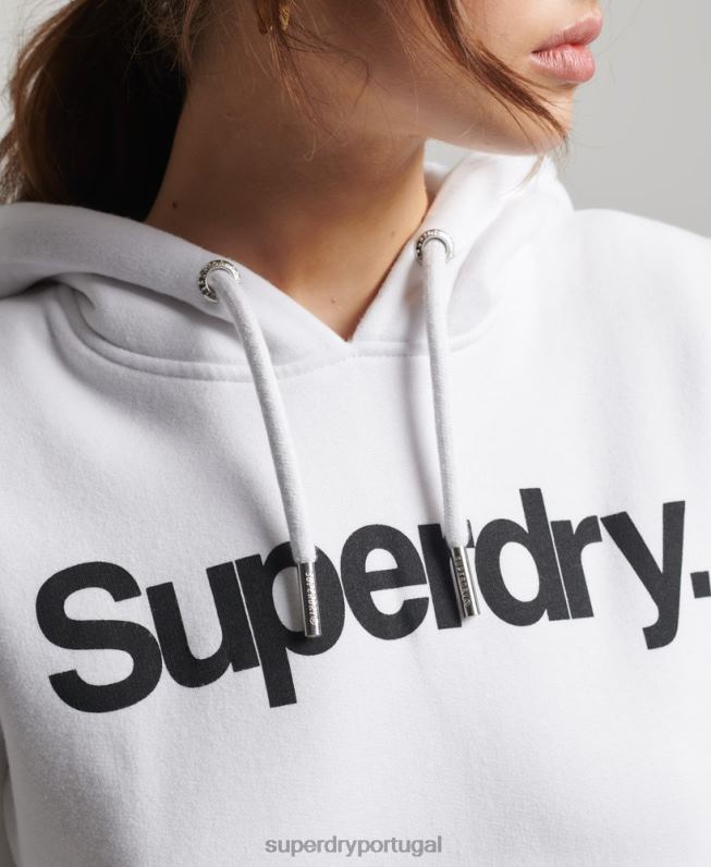 moletom com logotipo do núcleo mulheres branco roupas Superdry 2208H3484