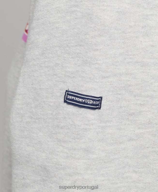 moletom com logotipo em caixa guia comercial mulheres cinza claro roupas Superdry 2208H6028