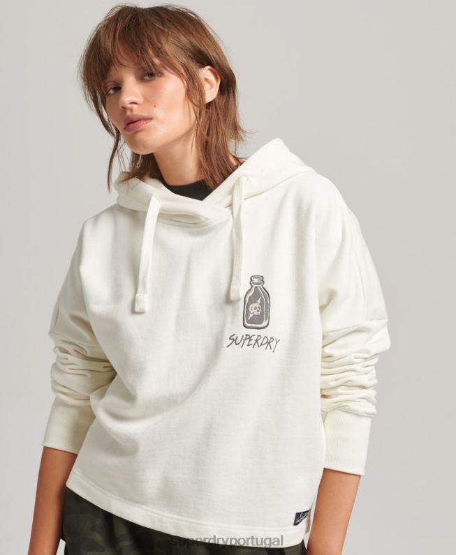 moletom com patch de nostalgia mulheres branco roupas Superdry 2208H5819