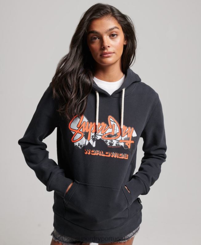 moletom com preenchimento de fotografia mulheres marinha roupas Superdry 2208H5851