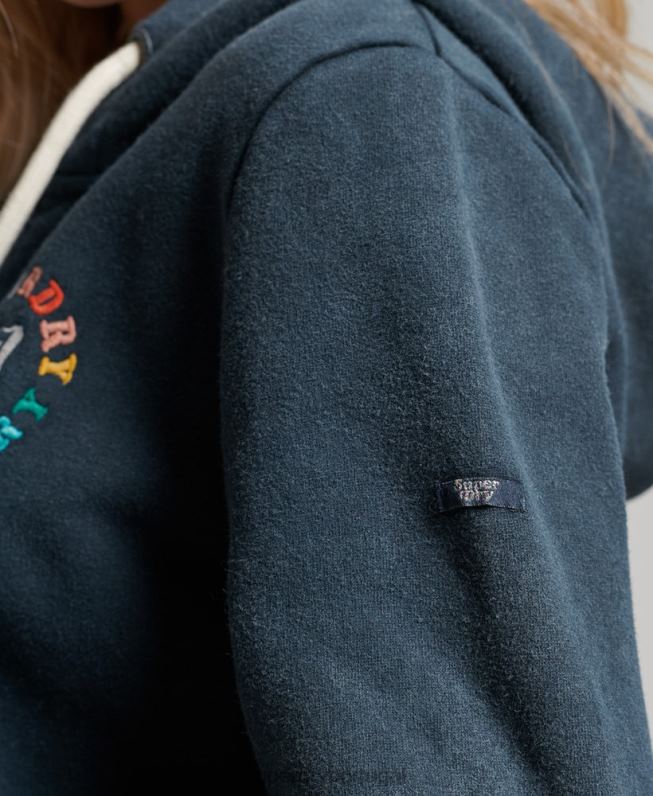 moletom com zíper arco-íris vintage mulheres marinha roupas Superdry 2208H2192