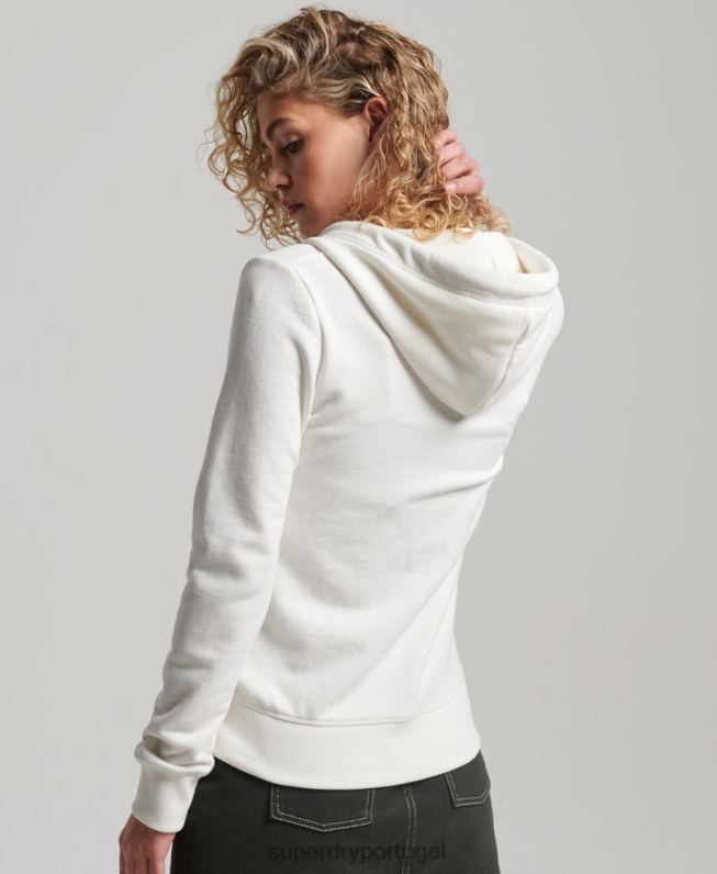 moletom com zíper bordado logo vintage mulheres branco roupas Superdry 2208H2244